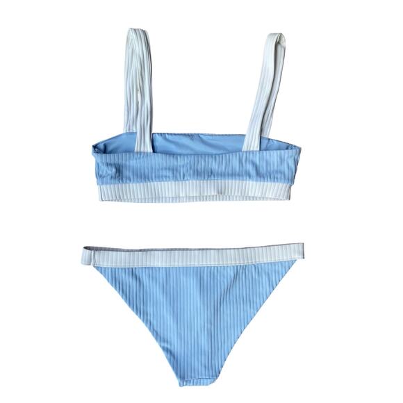 Onia Airy Blue & White Ribbed Bikini Set – Size Small - Picture 3 of 12